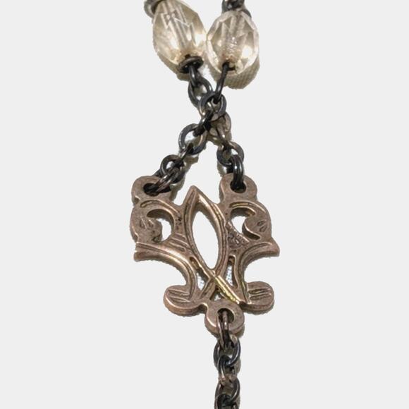 Vintage Catholic Rosary Beads Filigree Sterling Silver Austrian Crystal Patina - Picture 4 of 13